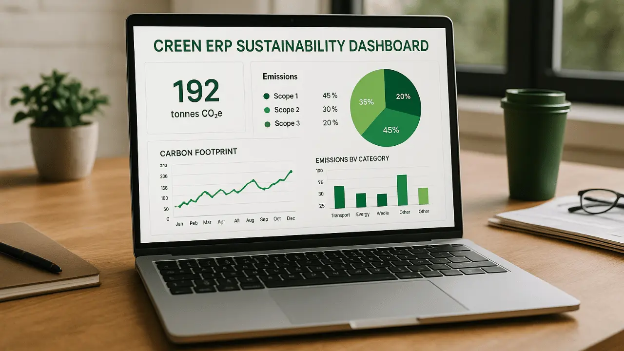 Green ERP sustainability dashboard